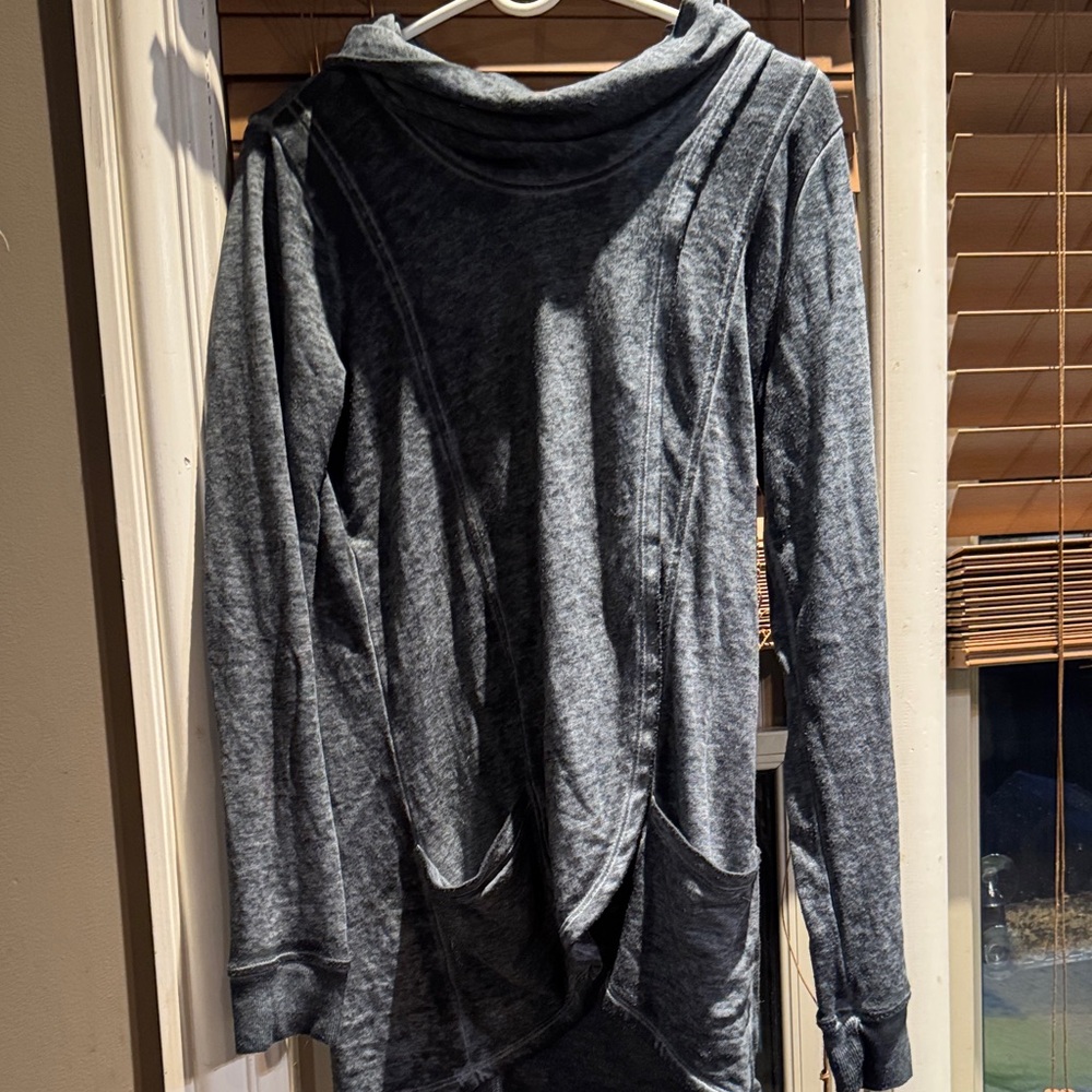 Maurice's women's Gray Hooded Long Sleeve Top funnel neck size medium